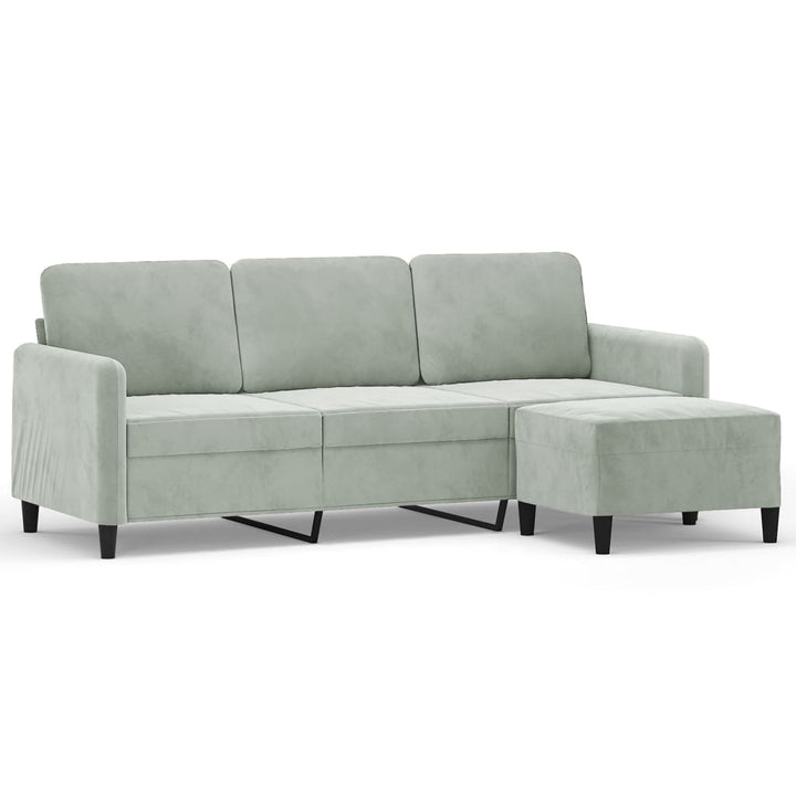 3-Sitzer-Sofa Mit Hocker 180 Cm Samt