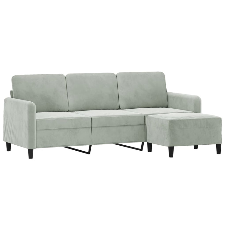 3-Sitzer-Sofa Mit Hocker 180 Cm Samt