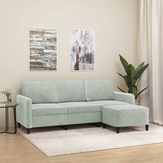 3-Sitzer-Sofa Mit Hocker 180 Cm Samt