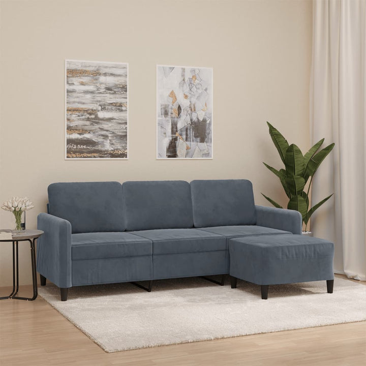 3-Sitzer-Sofa Mit Hocker 180 Cm Samt