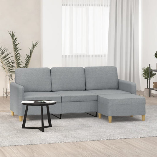 3-Sitzer-Sofa Mit Hocker 180 Cm Stoff