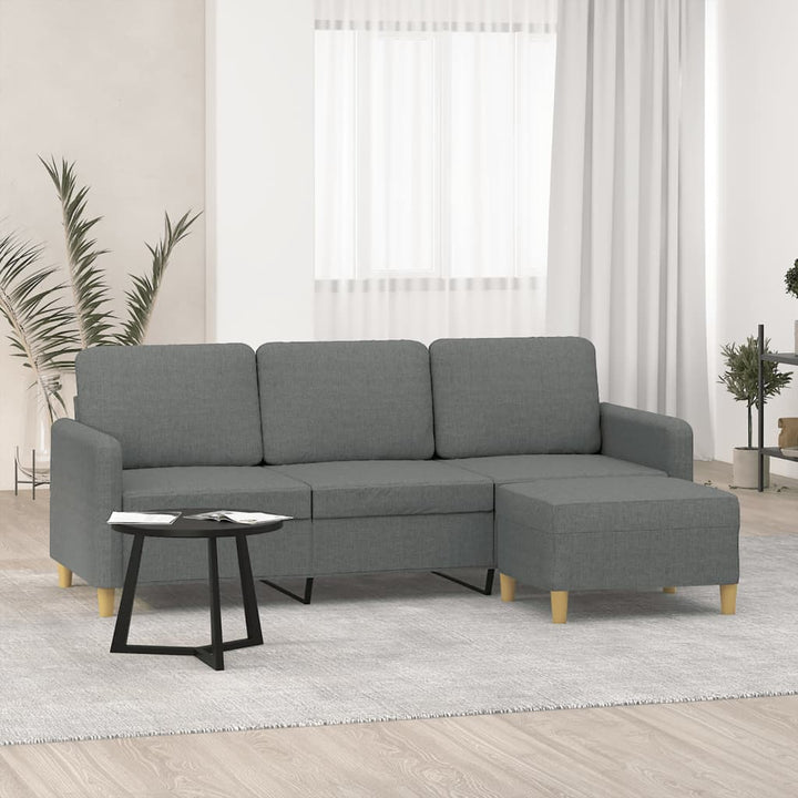 3-Sitzer-Sofa Mit Hocker 180 Cm Stoff