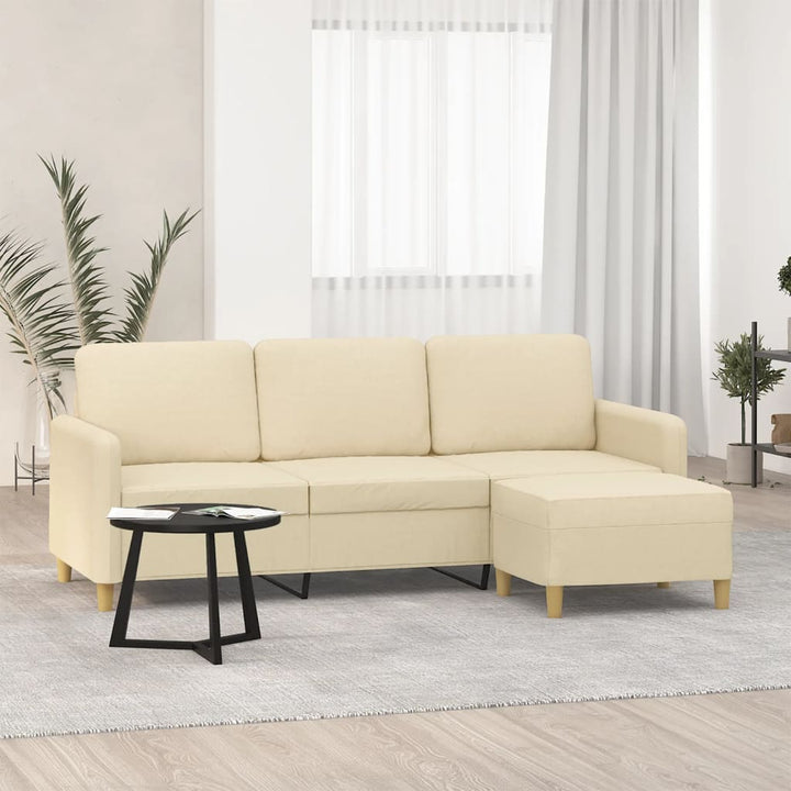 3-Sitzer-Sofa Mit Hocker 180 Cm Stoff