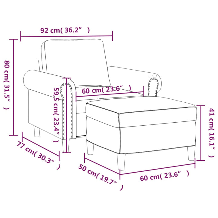 Sessel Mit Hocker 60 Cm Samt