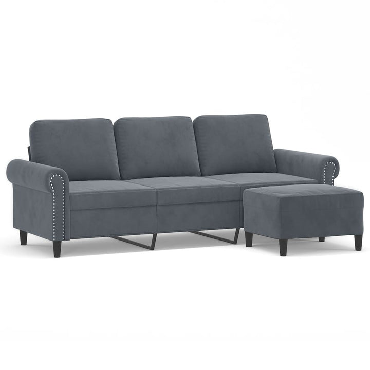 3-Sitzer-Sofa Mit Hocker 180 Cm Samt