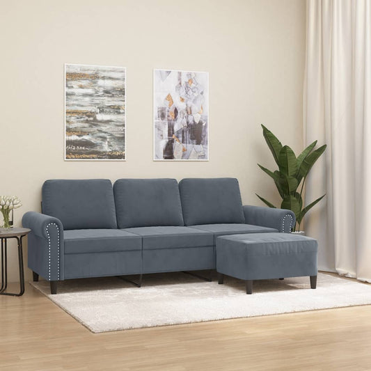 3-Sitzer-Sofa Mit Hocker 180 Cm Samt