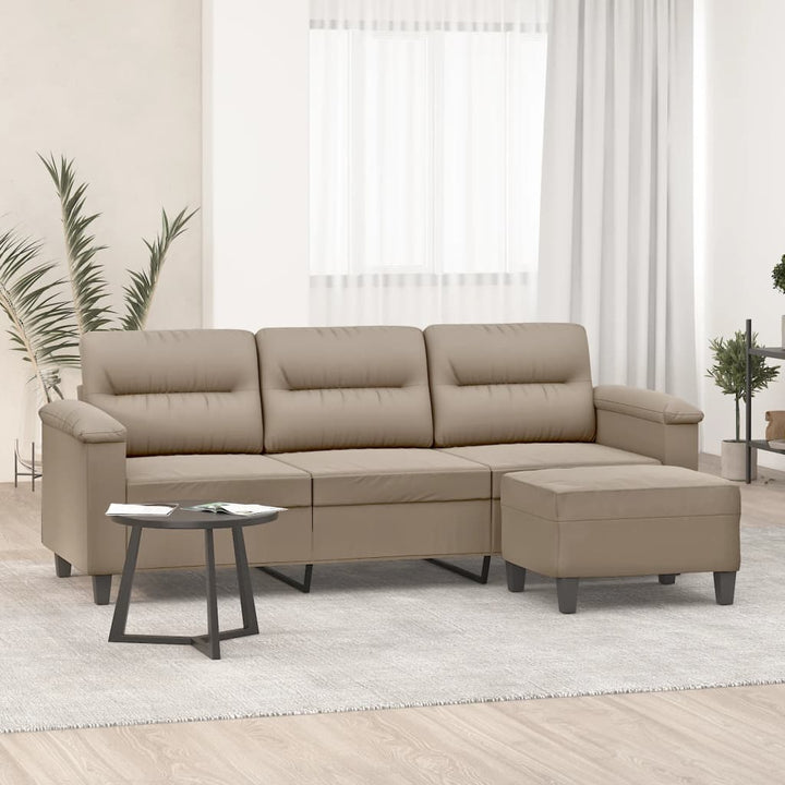 3-Sitzer-Sofa Mit Hocker 180 Cm Mikrofasergewebe