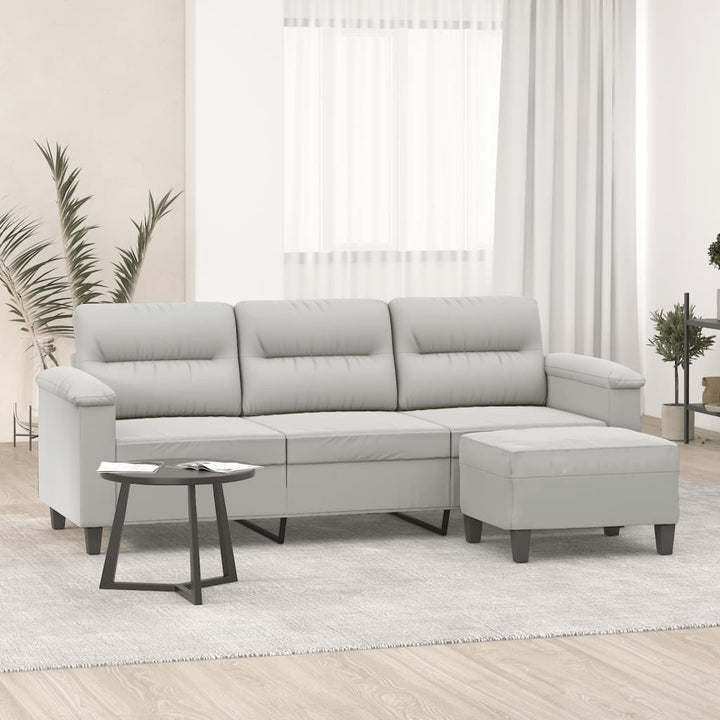 3-Sitzer-Sofa Mit Hocker 180 Cm Mikrofasergewebe