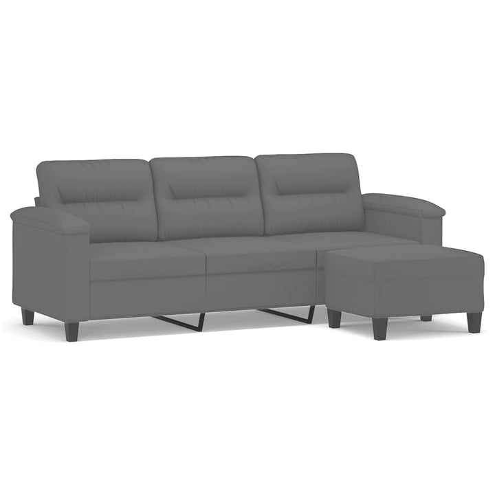 3-Sitzer-Sofa Mit Hocker 180 Cm Mikrofasergewebe