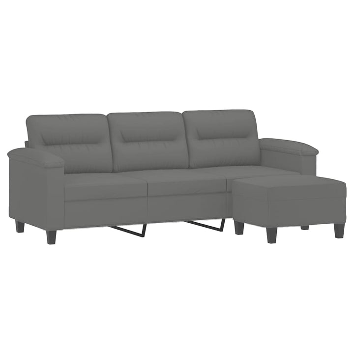 3-Sitzer-Sofa Mit Hocker 180 Cm Mikrofasergewebe