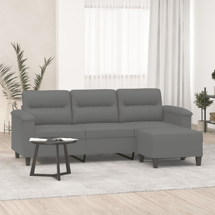 3-Sitzer-Sofa Mit Hocker 180 Cm Mikrofasergewebe