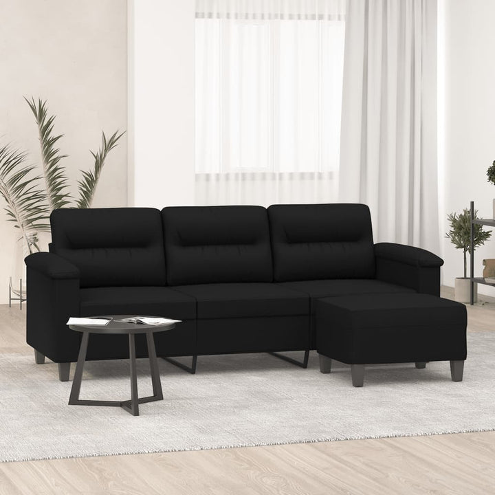 3-Sitzer-Sofa Mit Hocker 180 Cm Mikrofasergewebe