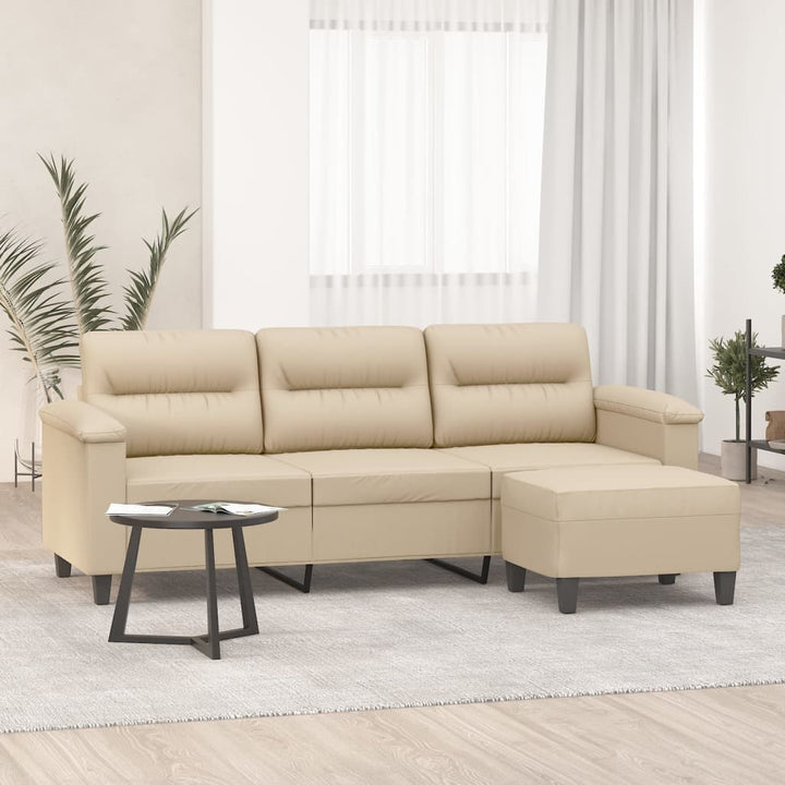 3-Sitzer-Sofa Mit Hocker 180 Cm Mikrofasergewebe