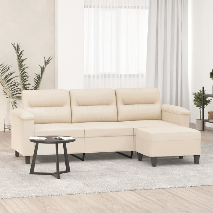 3-Sitzer-Sofa Mit Hocker 180 Cm Mikrofasergewebe