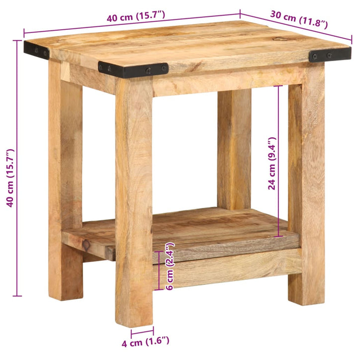 Beistelltisch 40X30X40 Cm Raues Massivholz Mango