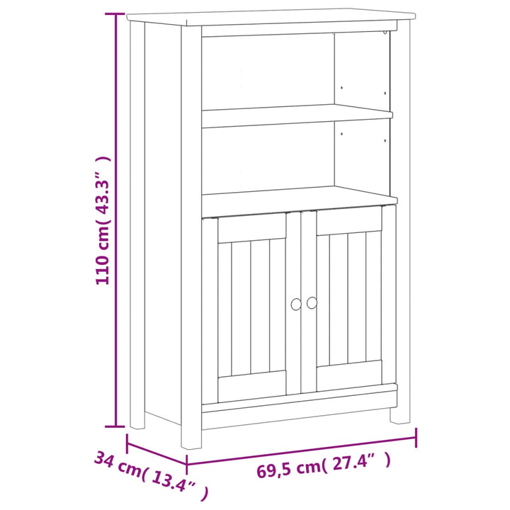 Badschrank Berg 69,5X34X110 Cm Massivholz Kiefer