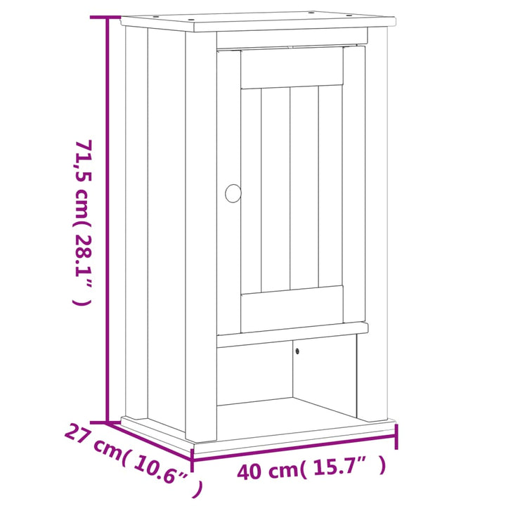 Bad-Wandschrank Berg 40X27X71,5 Cm Massivholz Kiefer Weiß