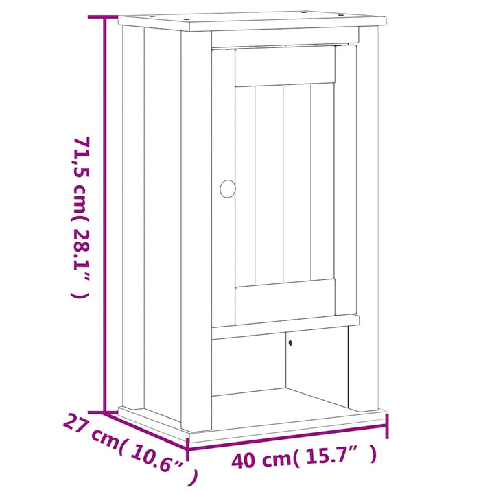 Bad-Wandschrank Berg 40X27X71,5 Cm Massivholz Kiefer Weiß