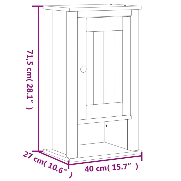 Bad-Wandschrank Berg 40X27X71,5 Cm Massivholz Kiefer