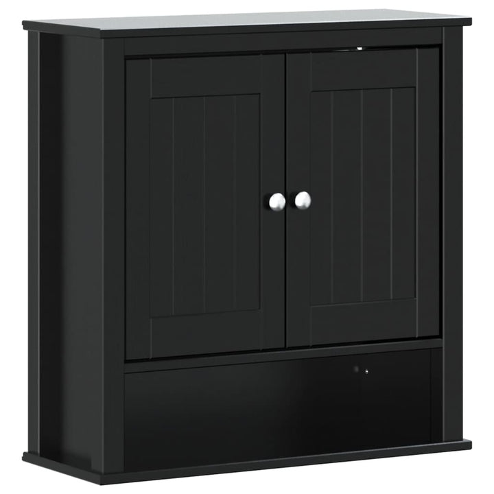 Bad-Wandschrank Berg 69,5X27X71,5 Cm Massivholz Schwarz