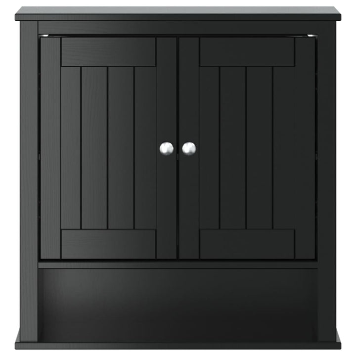 Bad-Wandschrank Berg 69,5X27X71,5 Cm Massivholz Schwarz