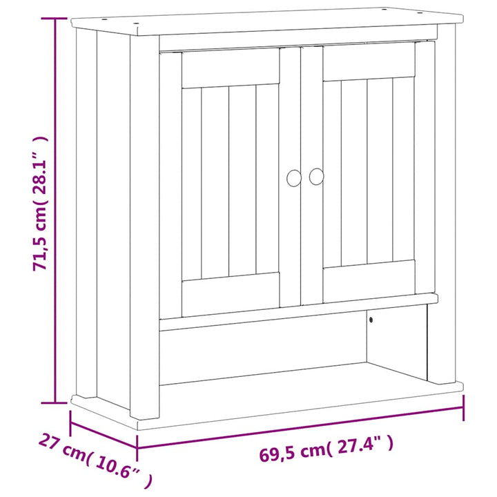 Bad-Wandschrank Berg 69,5X27X71,5 Cm Massivholz Schwarz