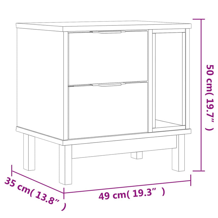 Nachttisch Flam 49X35X50 Cm Massivholz Kiefer Creme