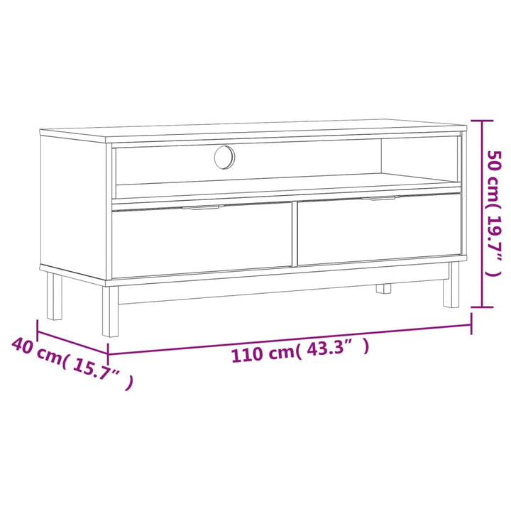 Tv-Schrank Flam 110X40X50 Cm Massivholz Kiefer