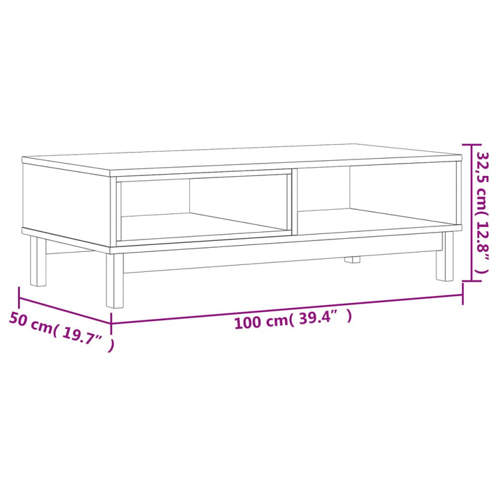 Couchtisch Flam 100X50X32,5 Cm Massivholz Kiefer