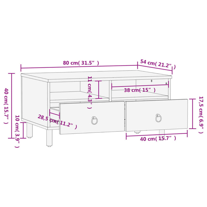 Couchtisch 80X54X40 Cm Massivholz Mango