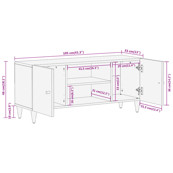 Tv-Schrank 105X33X46 Cm Massivholz Mango