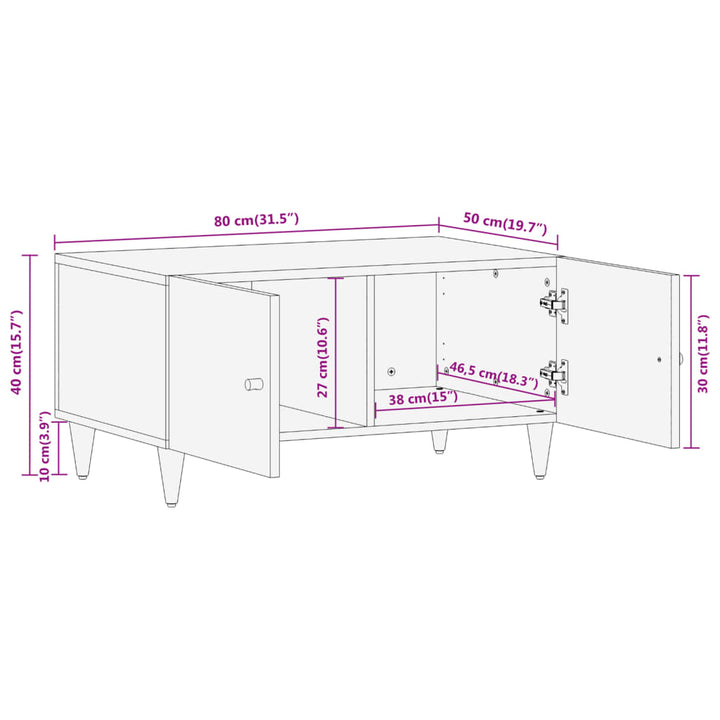 Couchtisch 80X50X40 Cm Massivholz Mango