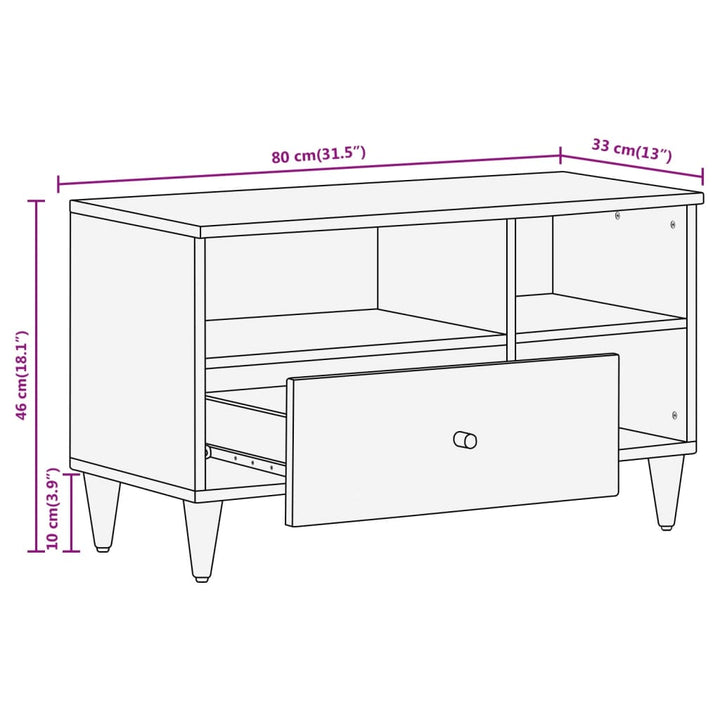 Tv-Schrank 80X33X46 Cm Massivholz Mango