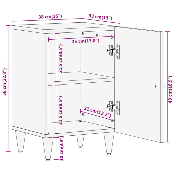 Badschrank 38X33X58 Cm Massivholz Mango