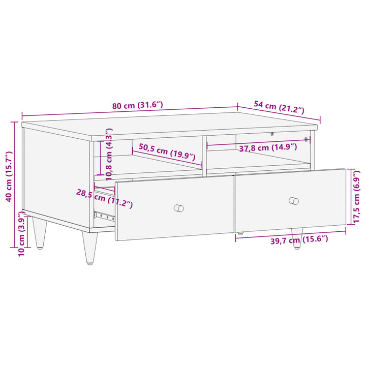 Couchtisch 80X54X40 Cm Massivholz Mango