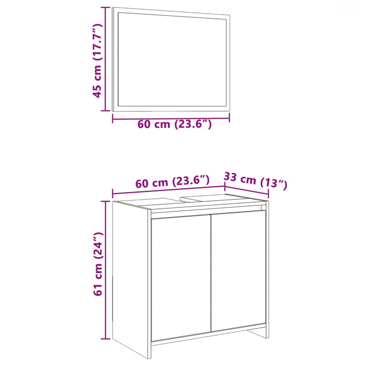 2-Tlg. Badmöbel-Set Holzwerkstoff