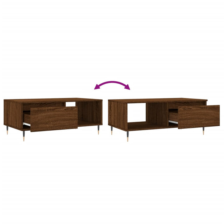 Couchtisch Braun Eichen-Optik 90X50X36,5 Cm Holzwerkstoff