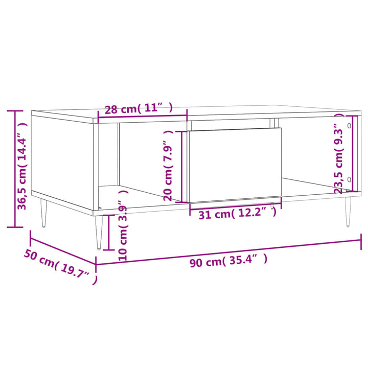 Couchtisch 90X50X36,5 Cm Holzwerkstoff