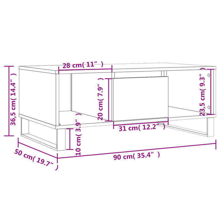 Couchtisch 90X50X36,5 Cm Holzwerkstoff