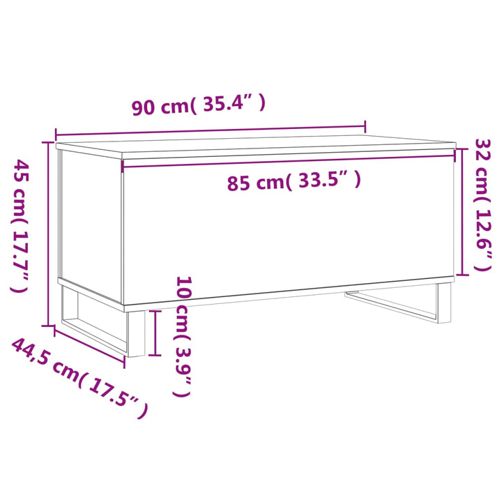 Couchtisch Sonoma-Eiche 90X44,5X45 Cm Holzwerkstoff