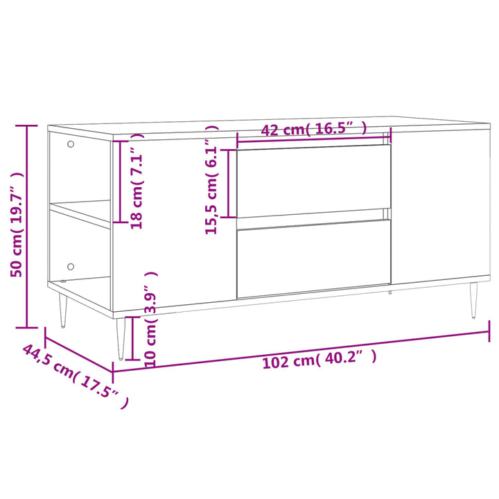 Couchtisch 102X44,5X50 Cm Holzwerkstoff