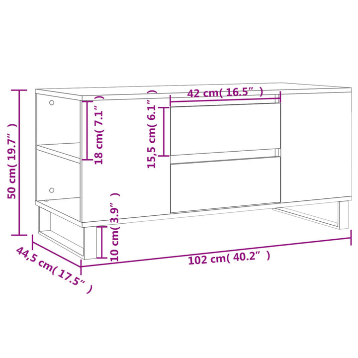 Couchtisch Sonoma-Eiche 102X44,5X50 Cm Holzwerkstoff