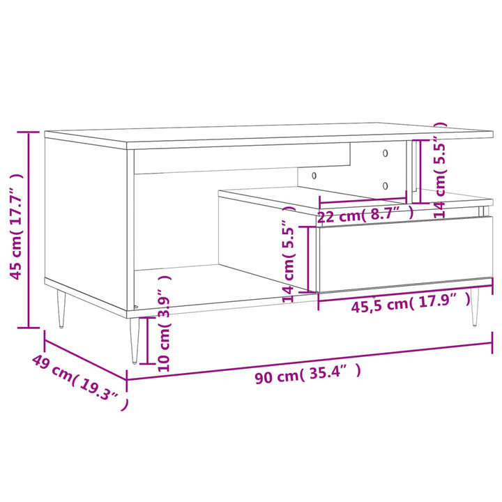 Couchtisch 90X49X45 Cm Holzwerkstoff