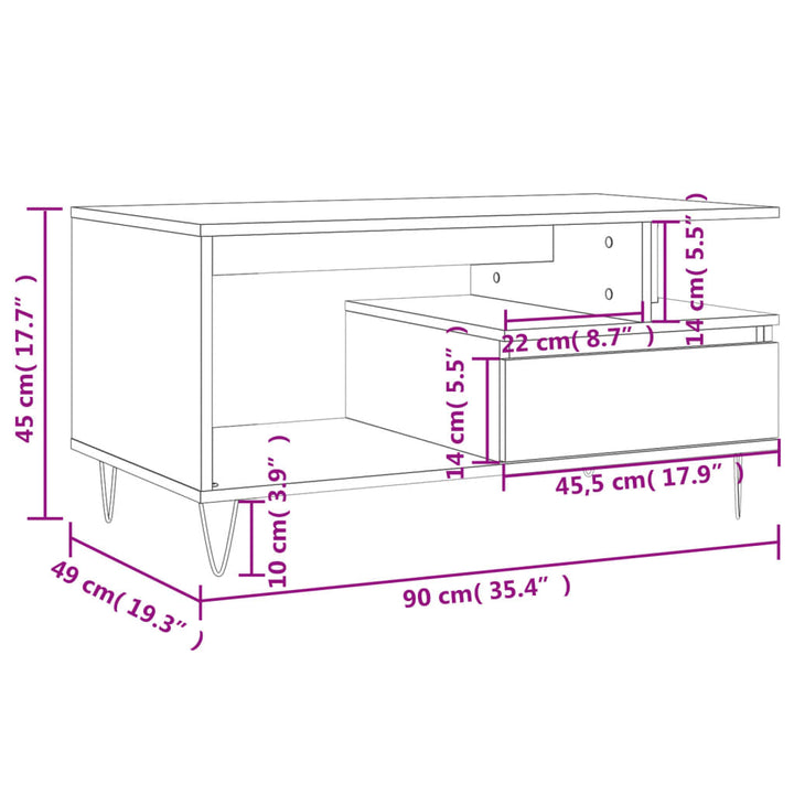 Couchtisch 90X49X45 Cm Holzwerkstoff