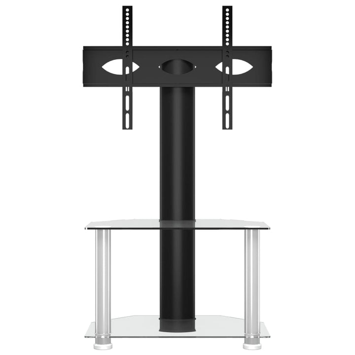 Tv-Eckregal Mit 2 Ablagen Für 32-70 Zoll Schwarz Und N Silber