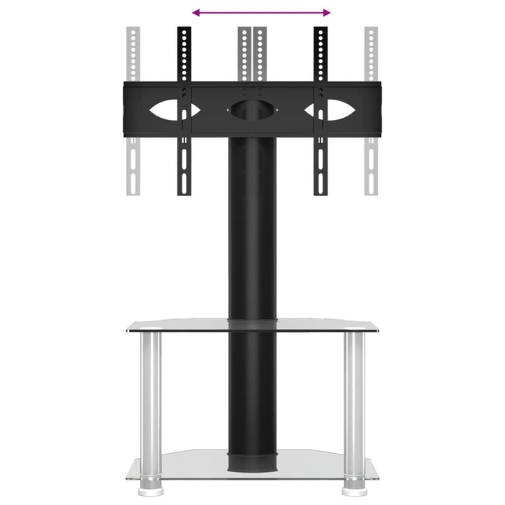 Tv-Eckregal Mit 2 Ablagen Für 32-70 Zoll Schwarz Und N Silber