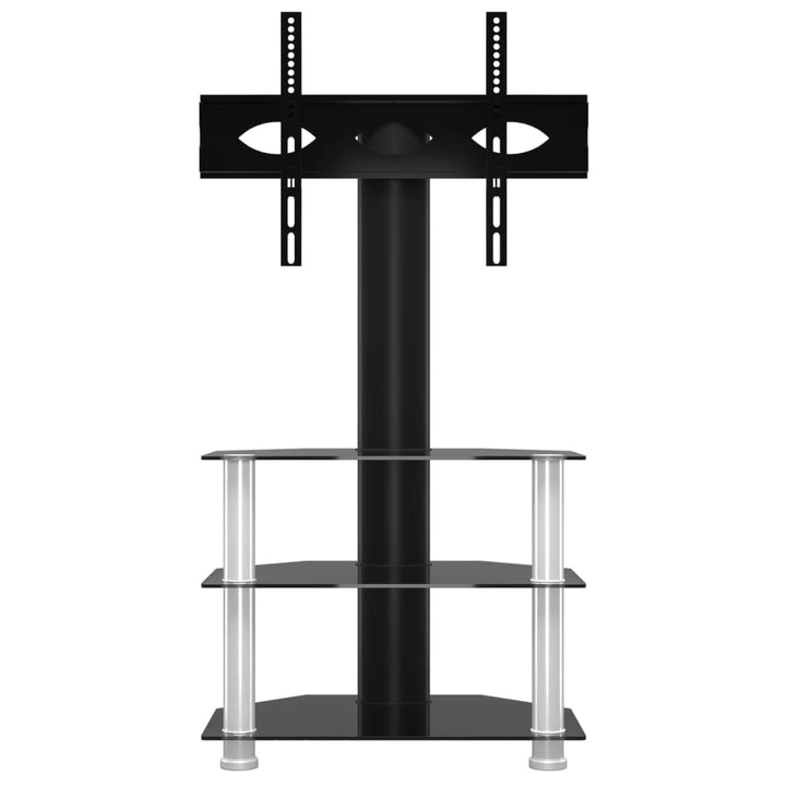Tv-Eckregal Mit 3 Ablagen Für 32-70 Zoll N Schwarz Und Silber