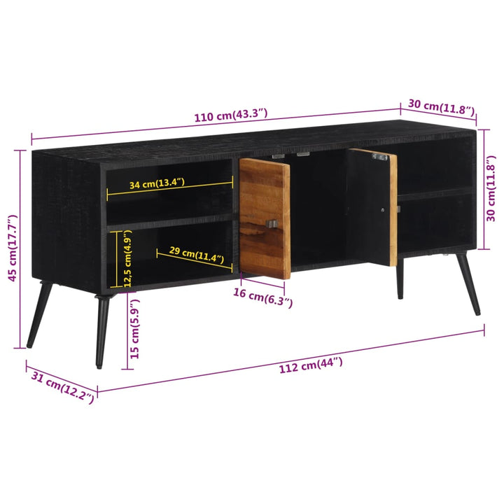 Tv-Schrank 112X31X45 Cm Recyceltes Massivholz Teak