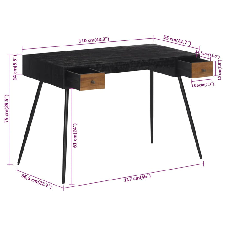 Schreibtisch 117X56,5X75 Cm Recyceltes Massivholz Teak