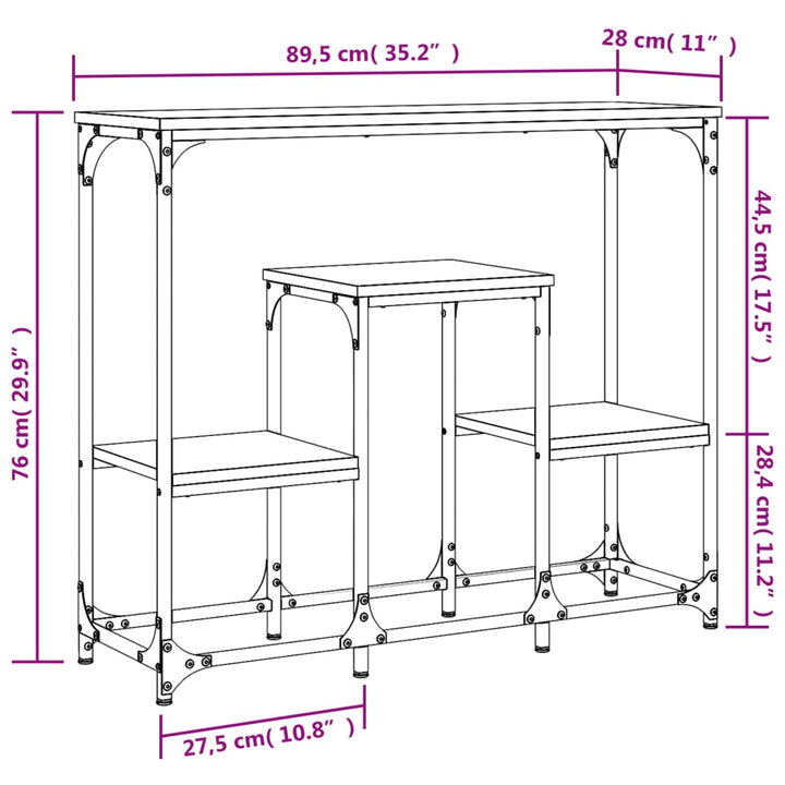 Konsolentisch 89,5X28X76 Cm Holzwerkstoff